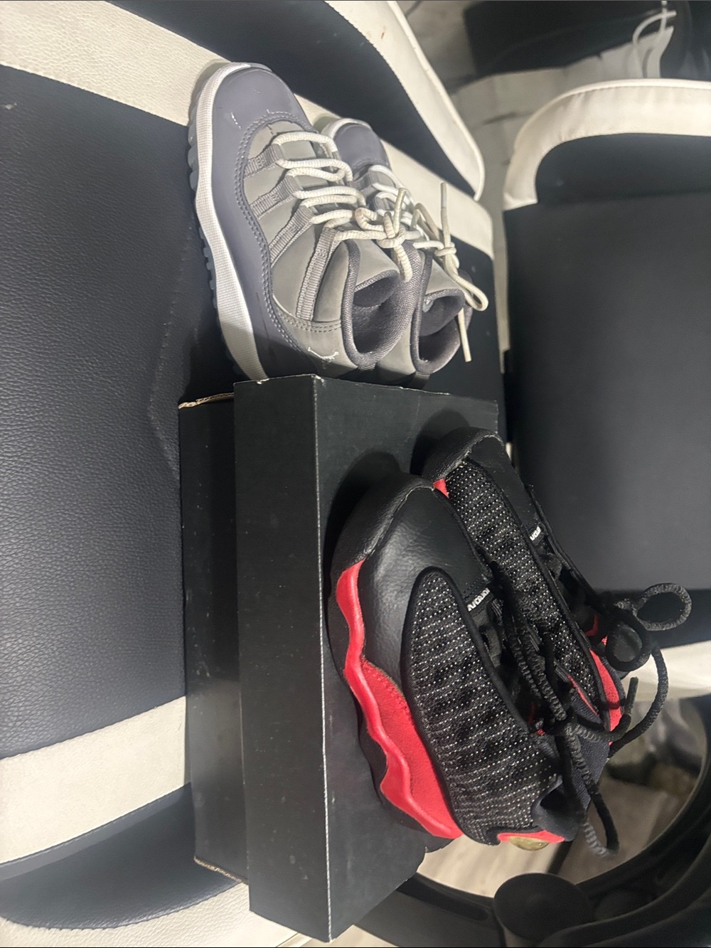 Jordan Kids Sneakers in Black, Red and Gray 2 shoe bundle